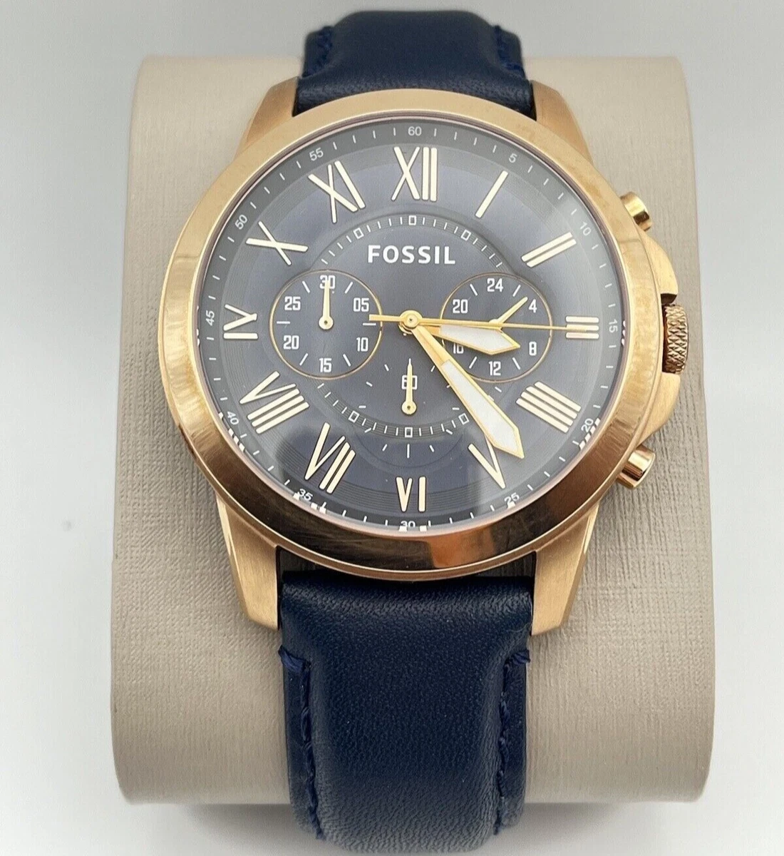 Fossil Orologio Grant da uomo, movimento cronografo al quarzo, cassa in acciaio inossidabile da 44 mm con cinturino in pelle, FS4736IE, Tono argento e nero : Fossil