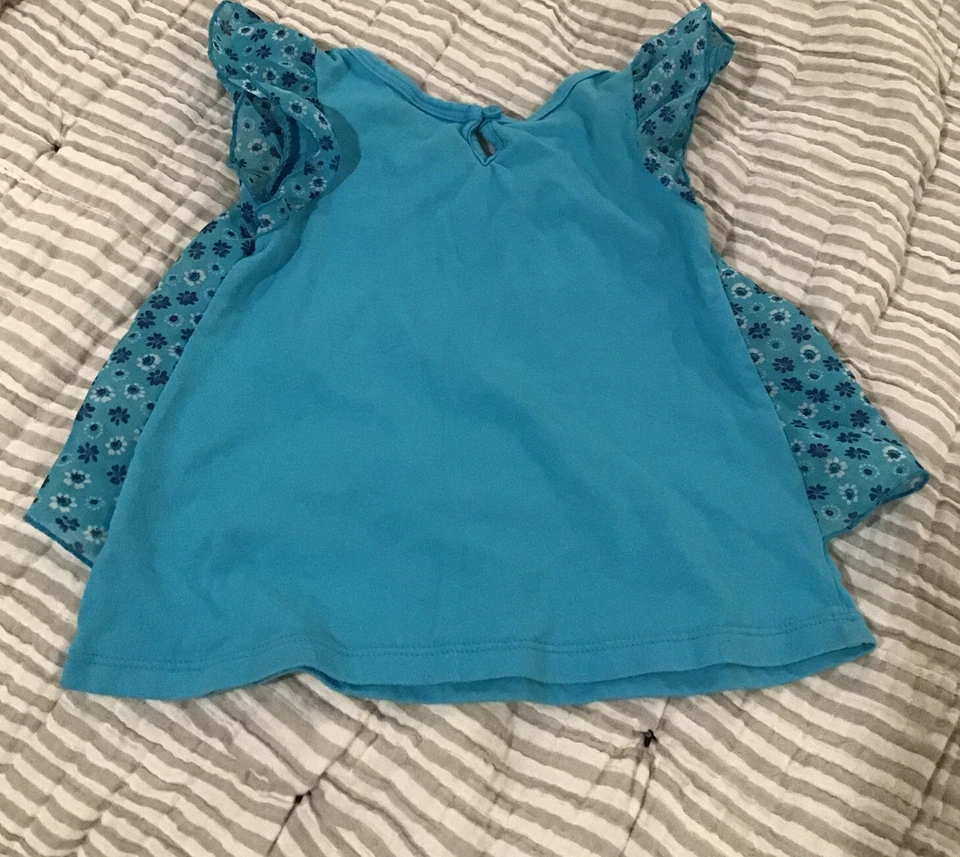 Camisa floral verde azulado manga corta Hart Street para niñas 12 meses Foto 2 de 2