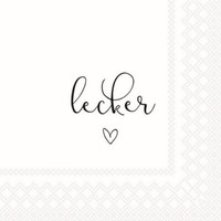 20 Servietten Lecker SprüChe Lustig Party Fest Schwarz Weiß Tischdeko 33X33Cm