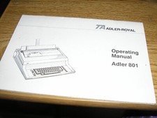 TA  MANUAL ADLER 801 TYPEWRITER OPERATING INSTRUCTION MANUAL thumbnail