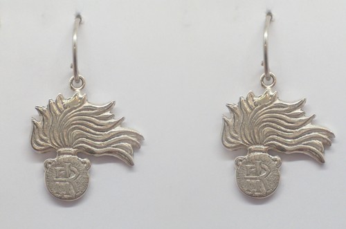 Gemelli In Argento 925 Con Fiamma Carabinieri – 1.6x1.6 Cm, Fatti A Mano, Confezione Regalo