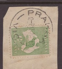 Victoria PRAHAN postmark on &frac12;d Kangaroo piece