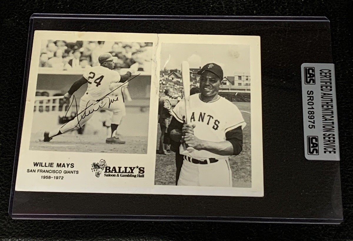 HOF WILLIE MAYS SIGNED AUTOGRAPHED 5X7 BALLY'S CASINO PROMO PHOTO