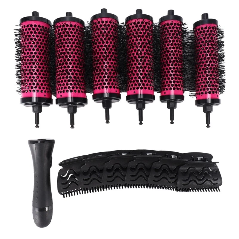 6pcs set 3 Sizes Detachable Handle Hair Roller Brush with