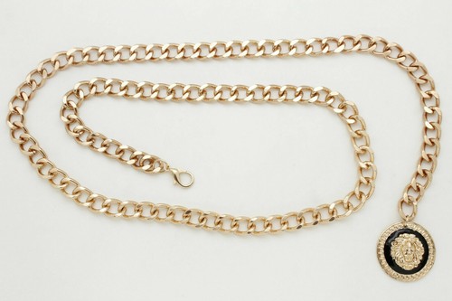 Women Gold Metal Chain Link Fashion Belt Hip Waist Bling Coin Lion Buckle XL XXL - Picture 2 of 24