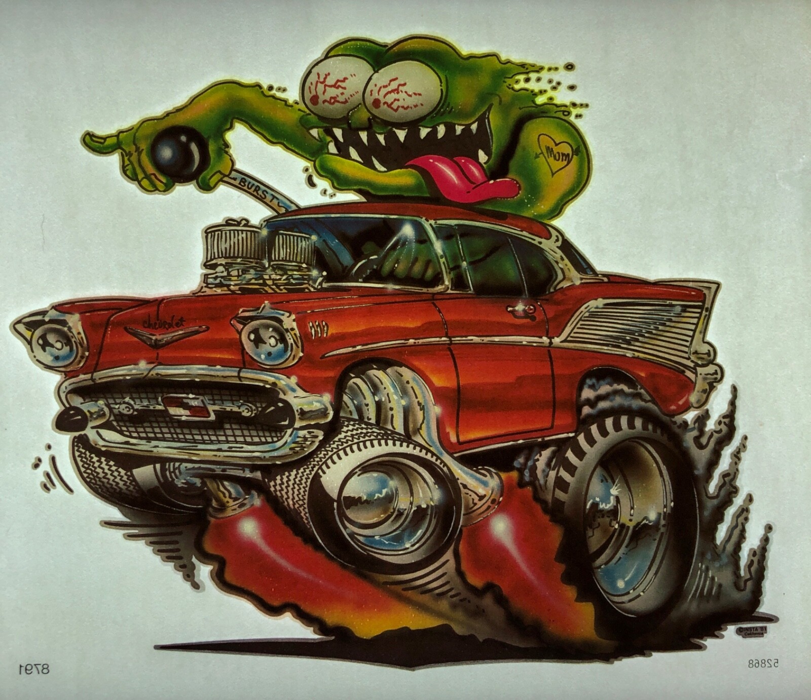 Original Vintage Chevy Monster Chevrolet Car Iron On Transfer