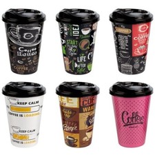 6x Kaffeebecher Kaffee-Becher Coffee Mug To Go, mit Verschlussdeckel, 500 ml