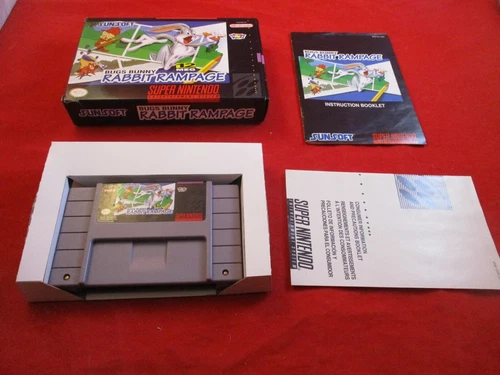 Bugs Bunny in Rabbit Rampage (Super Nintendo SNES) COMPLETE w/ Box manual game