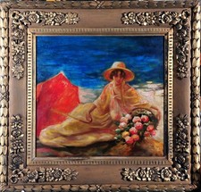 Unknown artist: Young lady with a basket of f...