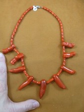  v22 Red coral Beads with natural branches GEM beaded 22" long Necklace JEWELRY