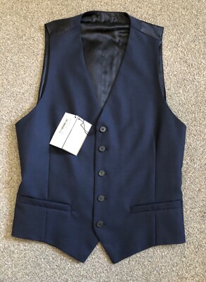 THOMAS PINK Mens Waistcoat Navy Blue Virgin Wool Albert giletUK chest 38R BNWT