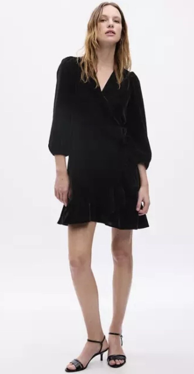 black velvet wrap mini dress GAP Cocktail / Party dress, Women's, Size: XXS, Pair this dress with