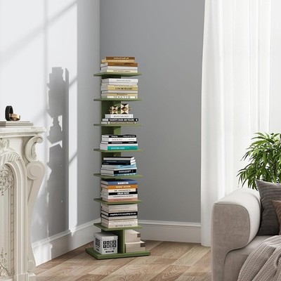 Three-Sided Open Bookshelf 8-Tier Space Saving Display Shelf Easy Assembly New