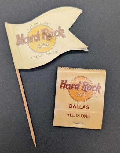 Vintage 1980's Hard Rock Cafe Dallas Matchbook New, Unstruck + Burger Flag