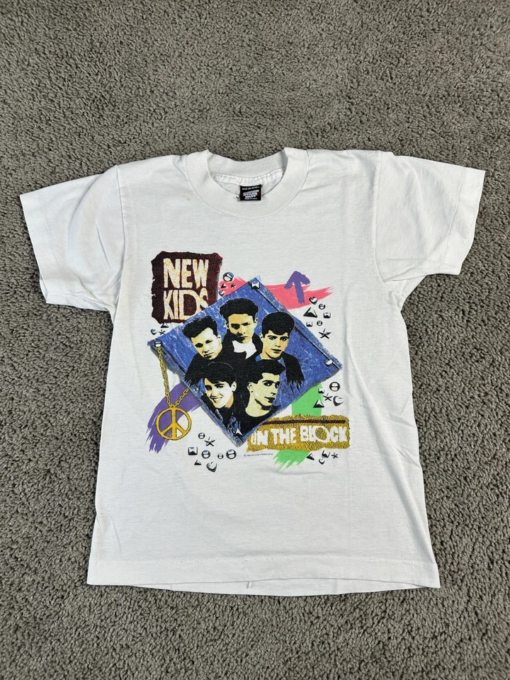 Vintage New Kids On The Block Shirt Youth Large Band Tee 80s Pop Music 1990 - Image 2 of 4