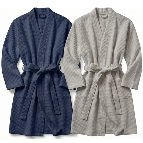 Men's Waffle Cotton Dressing Gown Lightweight Toweling Bath Robe Housecoat