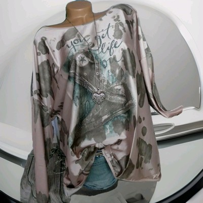 Creation L Bluse Tunika Damen weich fallend Rosa Ton gemustert NEU (250)