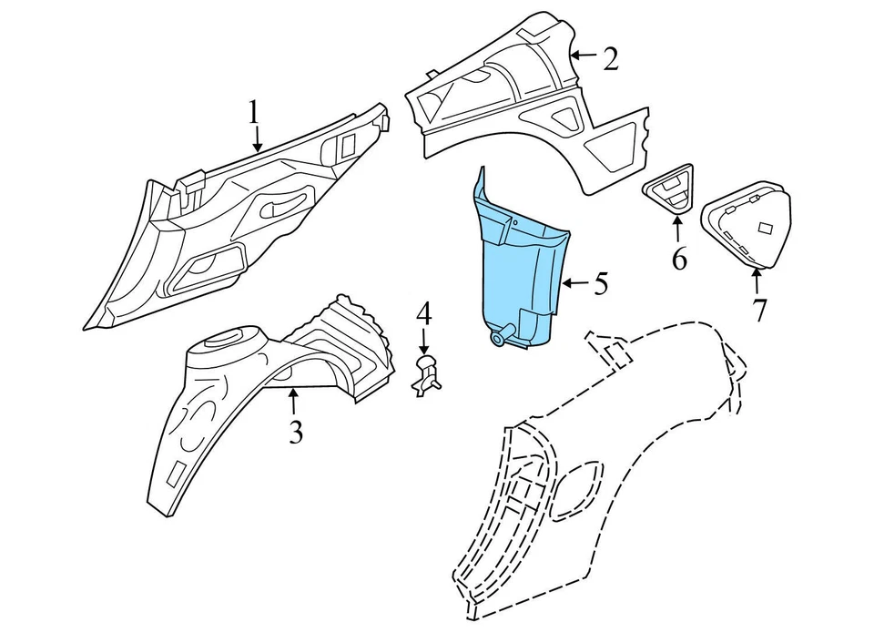 PORSCHE BOXSTER 1997-2004 - Guardabarros trasero derecho Forro/Cubierta Carcasa Rueda Foto 3 de 4