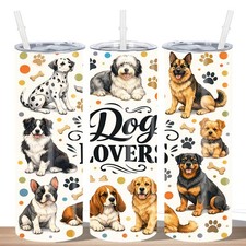 Multi Breed Dog Lover Art 20oz Stainless Steel Tumbler Insulated Mug Straw