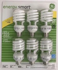 GE 26-Watt Energy Smart Fluorescent Light Bulbs 6 Pack 100 Watt Replacement
