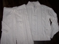 NWT PJ Salvage LUXE Creamy Ivory CHENILLE CABLE Half-Zip Lounge Set Women's M