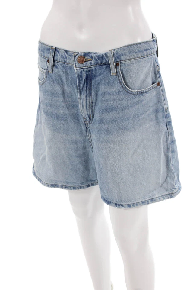 Pantalones Cortos Informales Montura Mujer Algodón Cremallera Botón Forrado Denim Azul Talla EUR 29 Foto 2 de 4