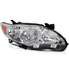 Pair Chrome Headlight Assembly Amber Clear Lens Toyota Corolla 11-13 TO2502204