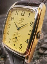 TAYLOR SON TANK GENT'S WRIST WATCH, LOVELY WATCH, GOLD TONE FINISH, NEW BATTER