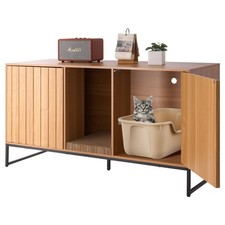 New/Cat Litter Box Enclosure Furniture, 47.2 in Hidden Litter Box Cabinet wi