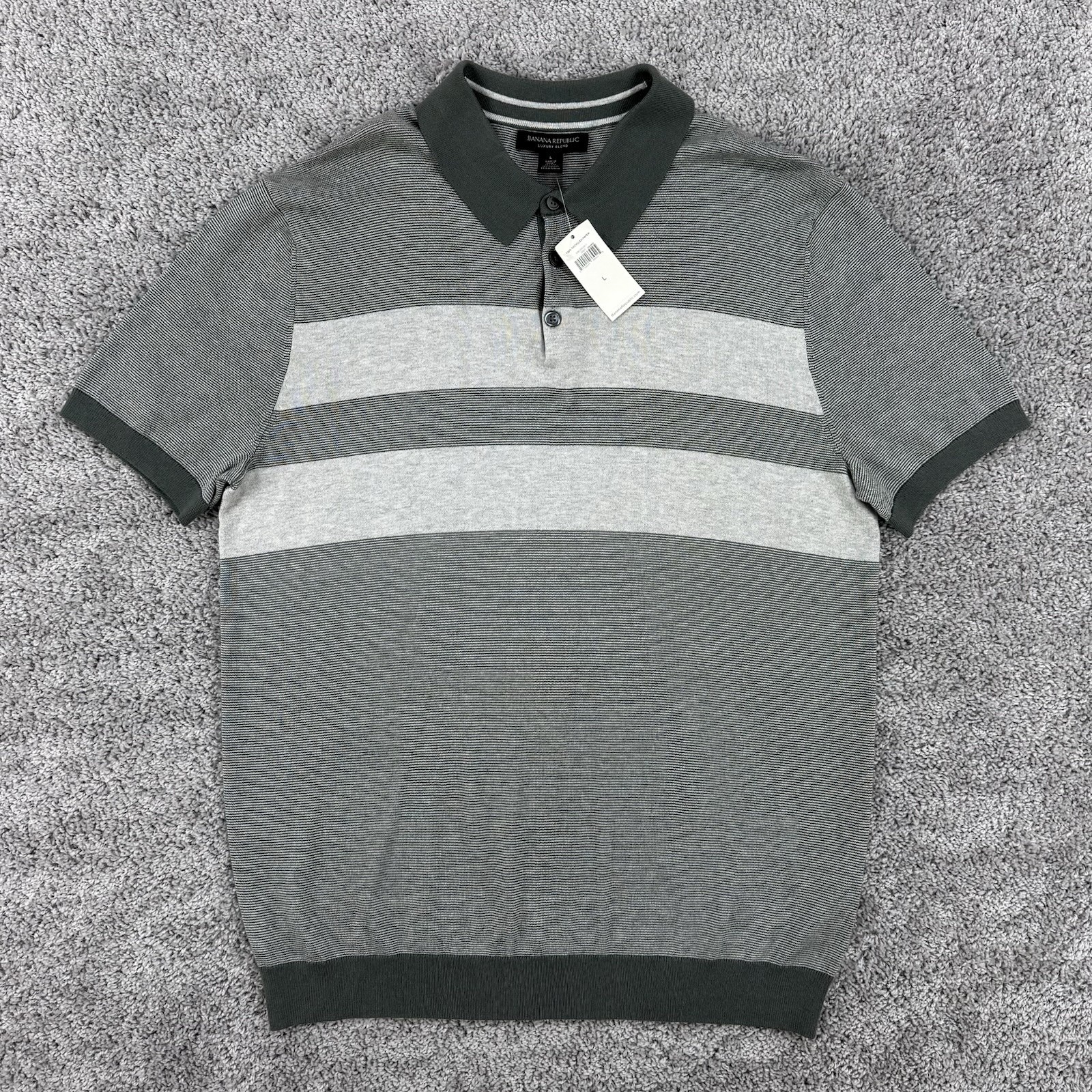 Banana Republic Sweater Polo Men’s L NWT Silk Cashmere Luxury Blend Short Sleeve