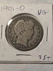 1901-O Barber Half Dollar 50 Cent Very Good + New Orleans US 90% VG Plus