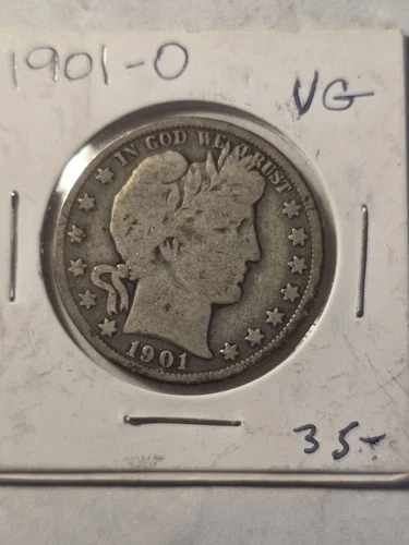 1901-O Barber Half Dollar 50 Cent Very Good + New Orleans US 90% VG Plus