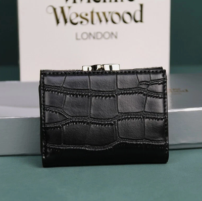 Vivienne Westwood Tri-fold wallet Embossed leather orb Black