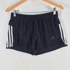 Adidas shorts womens size S black striped fitness gym run stretch 116936