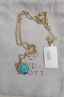 Kendra Scott Cynthia Short Pendant Necklace Gold Sea Green Chrysocolla NWT