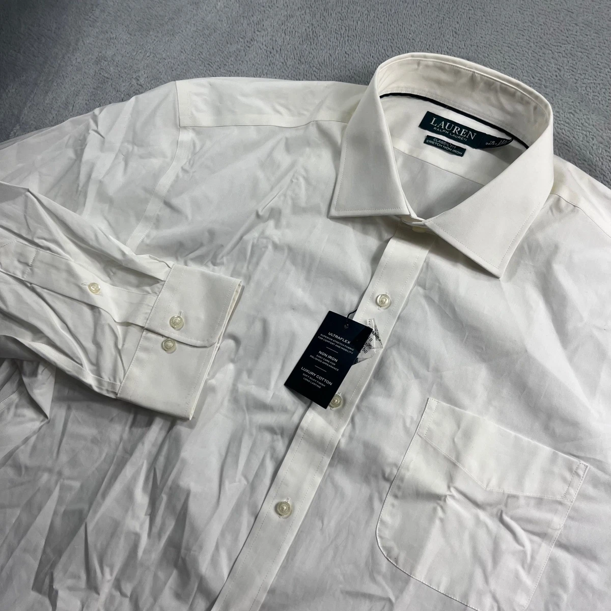 lauren by ralph lauren ultraflex classic fit non-iron dress shirt Cotton Blend Solid Shirts for Men for sale since 1967