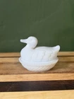 Rare! Vintage Imperial Glass Milk Glass Duck on Nest Covered Dish