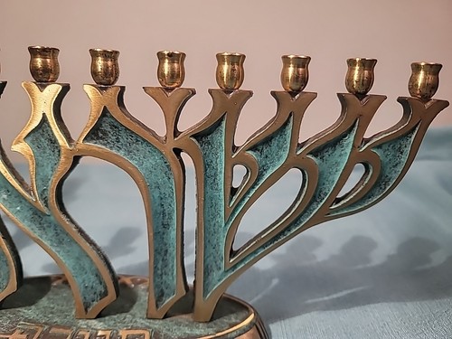 Vintage Messing Menora Vogelform Made In Israel von Oppenheim Chanukka Judaica - Bild 3 von 12