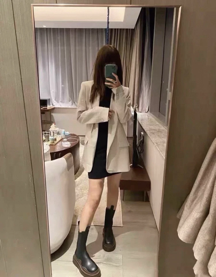 Botas femininas Bottega Veneta salto bloco panturrilha média couro preto tamanho 38 - Imagem 3 de 4