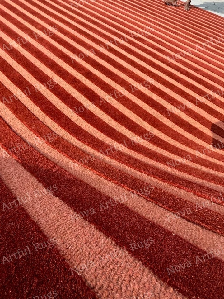 Hand-Tufted Wool Rug 9×12 ft - Nordic Knots Burgundy  Design, Handmade Area Rug - Image 4 of 4