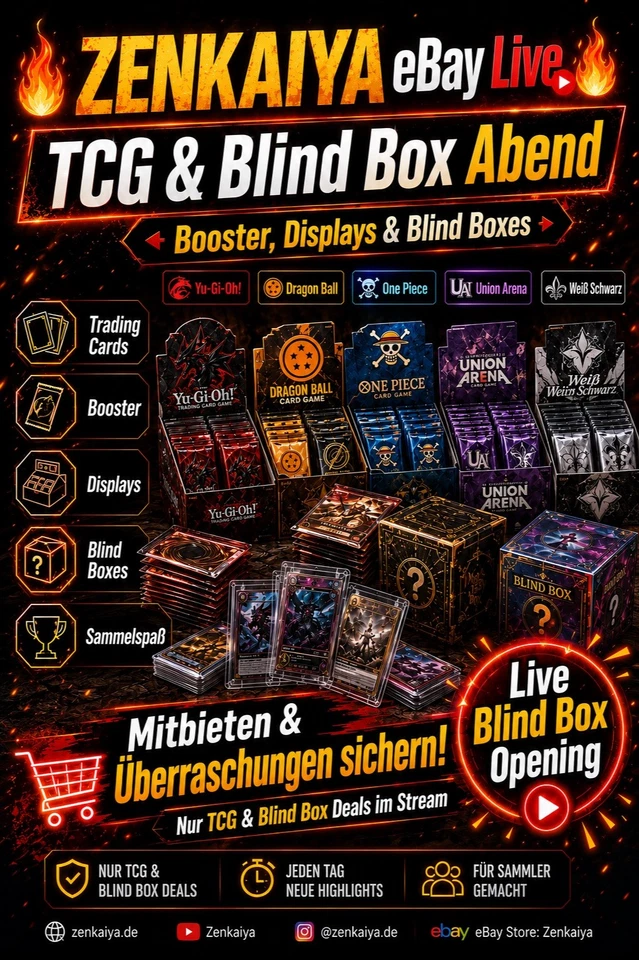 🔥 ZENKAIYA eBay Live: 1€-Auktionen, günstige Deals, Trading Cards, Booster