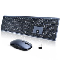 Tastatur Maus Set Kabellos, Deutsches Qwertz Layout Blau
