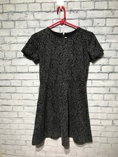LOFT, 2P, Black/Gray Short SleeveKnit Stretch Above Knees Dress, Back Zip,Office