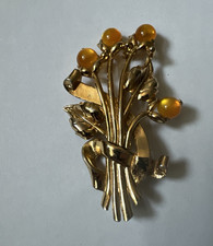 Vintage Coro Gold-Tone Floral Bouquet 3 inch ...