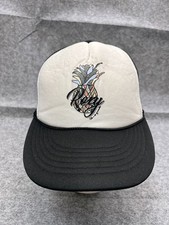 ROXY Hat Cap Snap Back Youth One Size Black 100 Polyester Pineapple Trucker