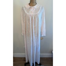 Vintage NOS Brushed Knits NWT Pajama Night Gown Size Medium Pink Floral