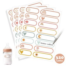 320 Pcs Self-Laminating Write On Name Labels for Baby Bottles Kids Stuff Daycare
