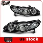 For 2006-2011 Honda Civic Sedan Black Headlights Headlamps Passenger Driver Pair