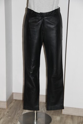 luxueux pantalon droit cuir mouton SANDRO taille 2 OU 38 fr COMME NEUF