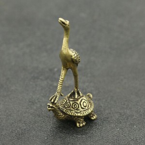 25MM Curio Chinese Bronze Animal TWo Monkey Tortoise Shou Turtle Small Statue